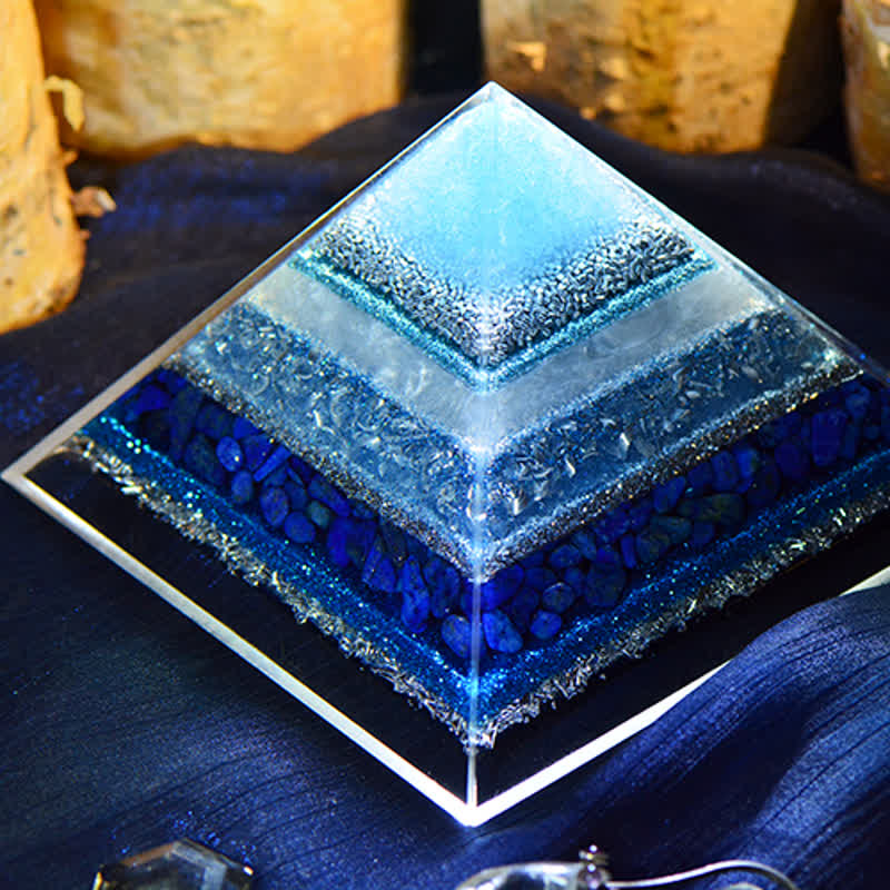 Olivenorma "Keep Peace" Lapis Lazuli Orgone Pyramid - image 2