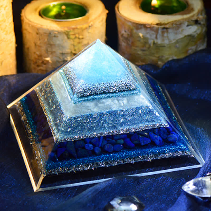 Olivenorma "Keep Peace" Lapis Lazuli Orgone Pyramid - image 5