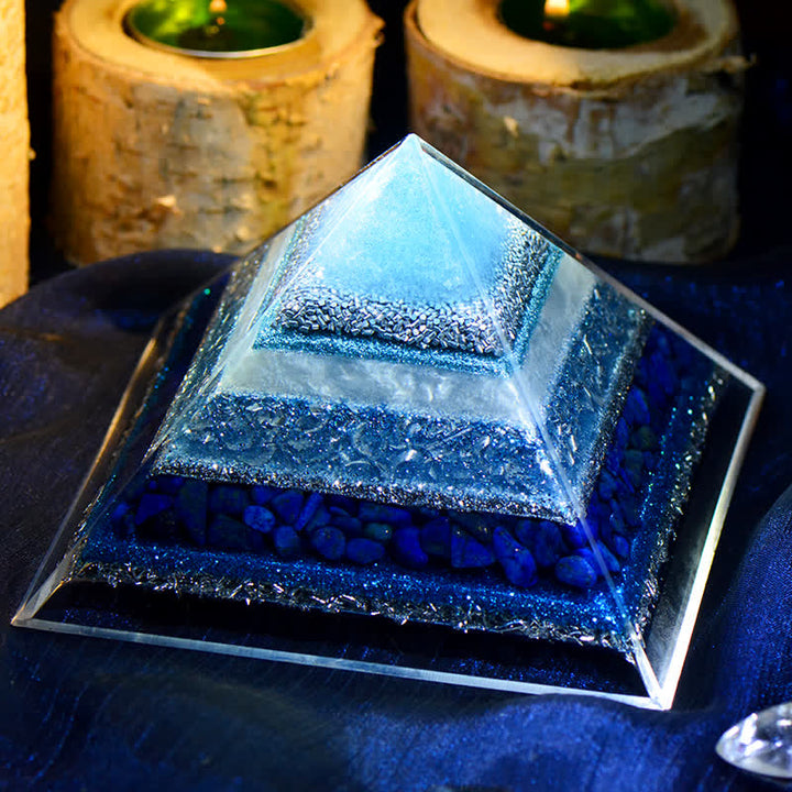 Olivenorma "Keep Peace" Lapis Lazuli Orgone Pyramid - image 1