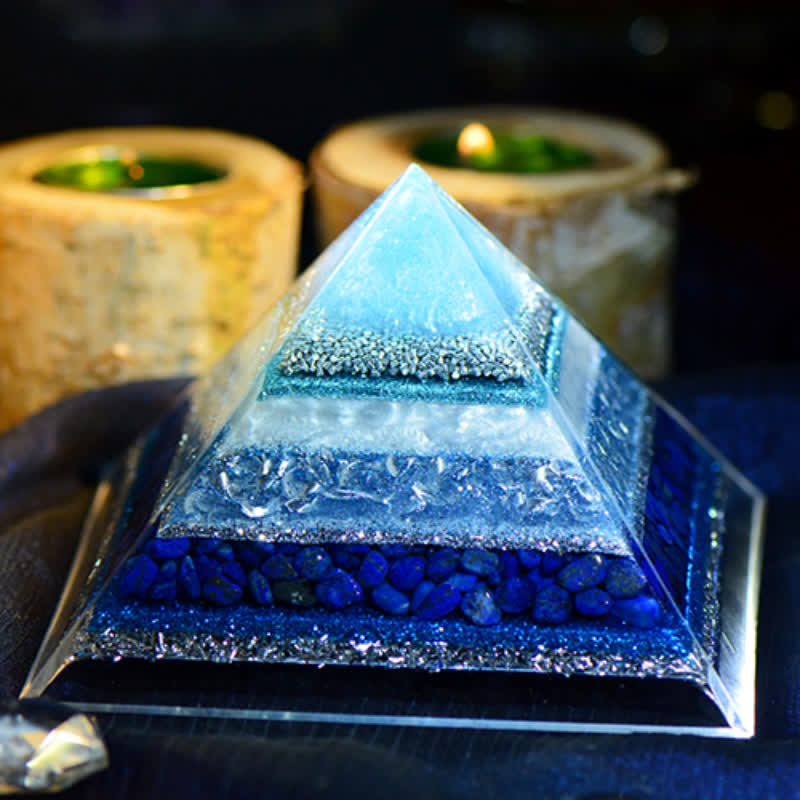 Olivenorma "Keep Peace" Lapis Lazuli Orgone Pyramid - image 4