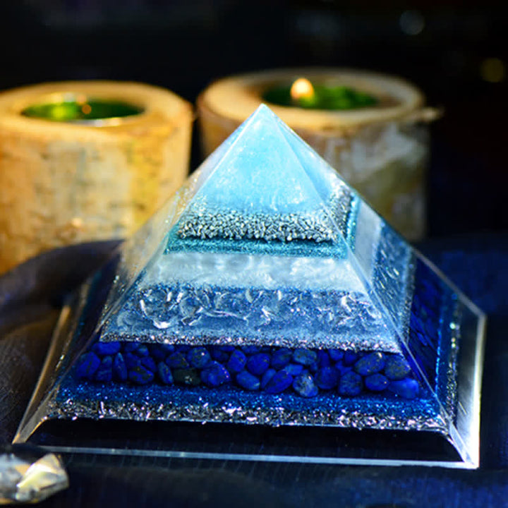 Olivenorma "Keep Peace" Lapis Lazuli Orgone Pyramid - image 4