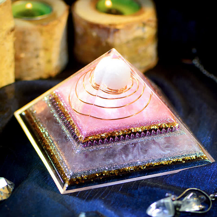 Olivenorma "Increase Attractive" Rose Quartz Orgone Pyramid - 15cm*15cm - image 0