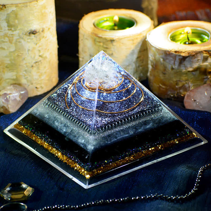 Olivenorma High Frequency Clear Crystal Obsidian Orgone Pyramid - 15cm*15cm - image 0
