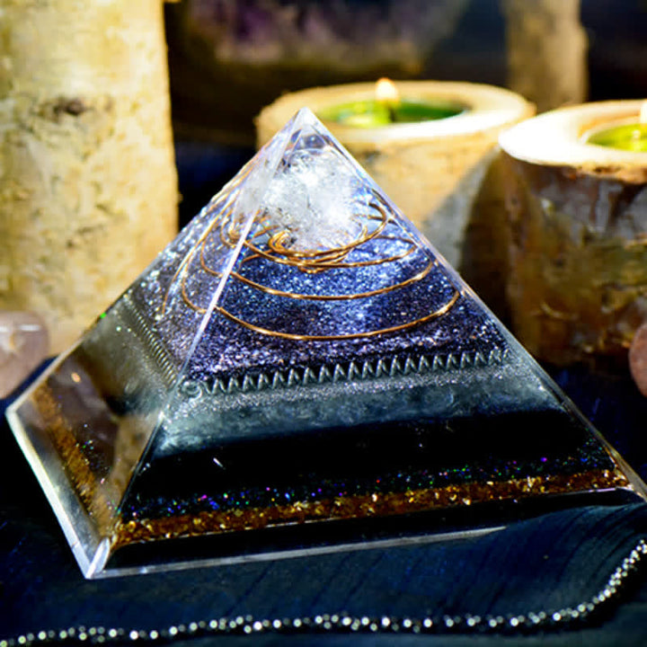 Olivenorma High Frequency Clear Crystal Obsidian Orgone Pyramid - image 5