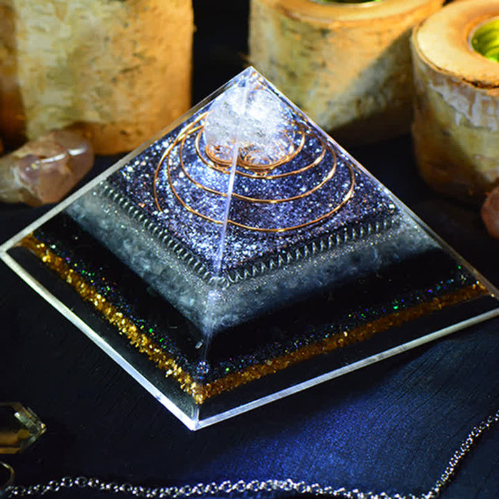 Olivenorma High Frequency Clear Crystal Obsidian Orgone Pyramid - image 1