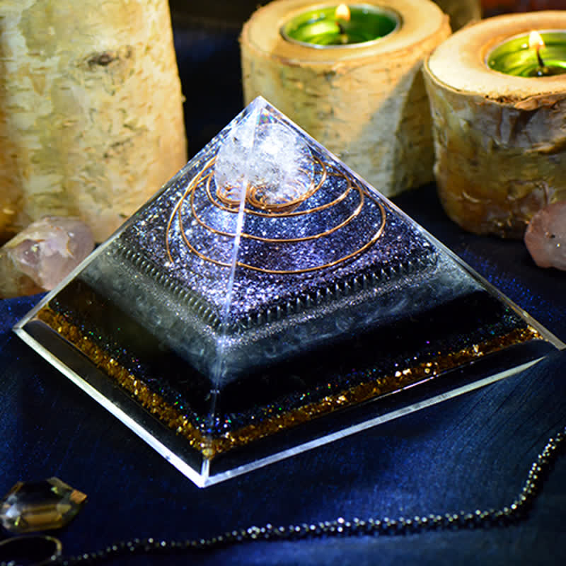 Olivenorma High Frequency Clear Crystal Obsidian Orgone Pyramid - image 3