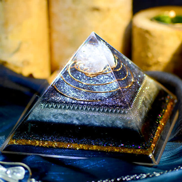Olivenorma High Frequency Clear Crystal Obsidian Orgone Pyramid - image 4