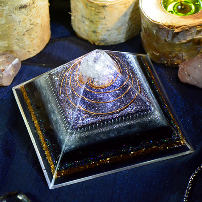 Olivenorma High Frequency Clear Crystal Obsidian Orgone Pyramid - image 6