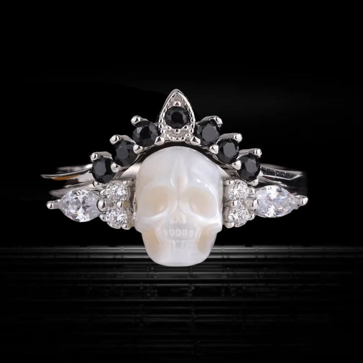 FREE Today: Gothic Resin skull and Moissanite Crown Ring Set - Silver - US 10 - image 4
