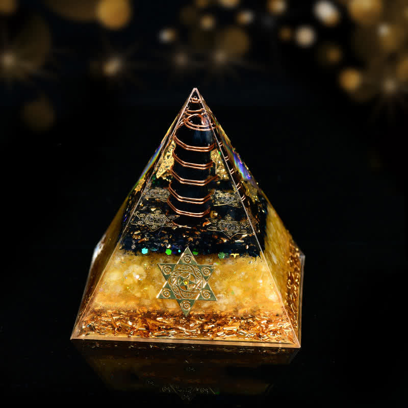 Olivenorma Obsidian Citrine Metatron's Cube Orgone Pyramid - 10cm*10cm - image 4