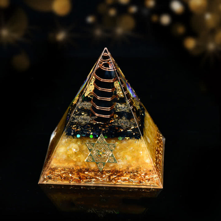 Olivenorma Obsidian Citrine Metatron's Cube Orgone Pyramid - 10cm*10cm - image 4