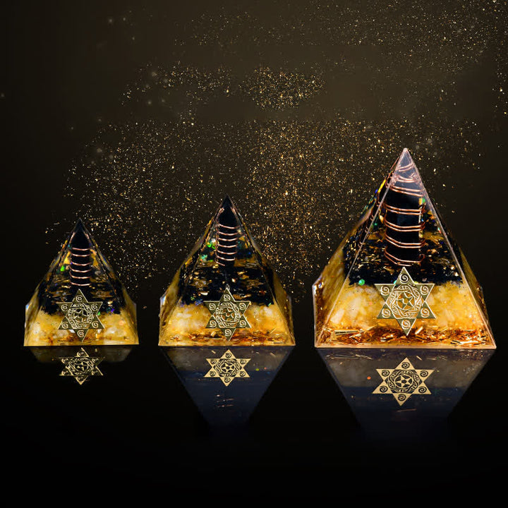 Olivenorma Obsidian Citrine Metatron's Cube Orgone Pyramid - image 10