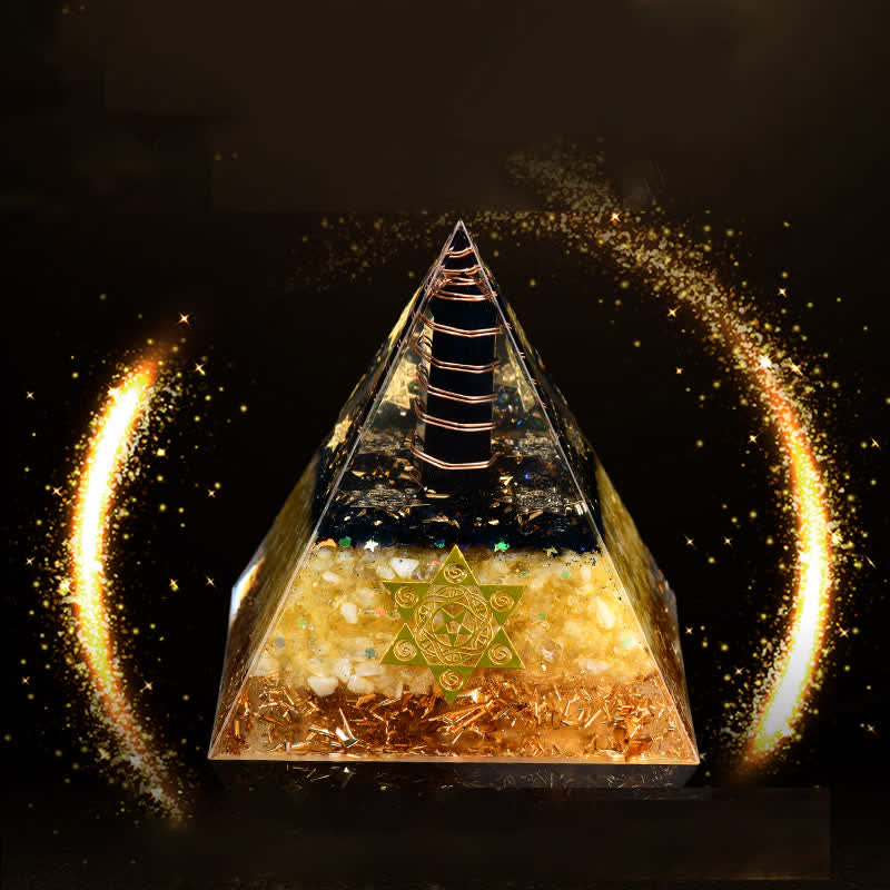 Olivenorma Obsidian Citrine Metatron's Cube Orgone Pyramid - image 0