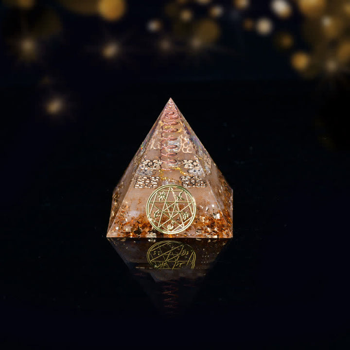 Olivenorma Five Elements Metal Wood Water Fire Earth Orgone Pyramid - Metal-Clear Crystal - 6cm*6cm - image 4