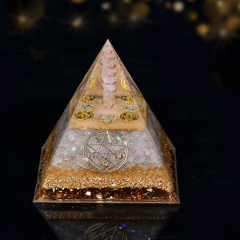 Olivenorma Five Elements Metal Wood Water Fire Earth Orgone Pyramid - Metal-Clear Crystal - 12cm*12cm - image 6
