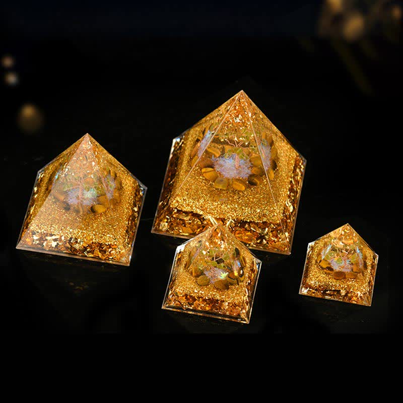 Olivenorma Peridot Tiger Eye Tree of Life Orgone Pyramid - image 8