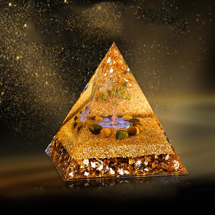 Olivenorma Peridot Tiger Eye Tree of Life Orgone Pyramid - image 0