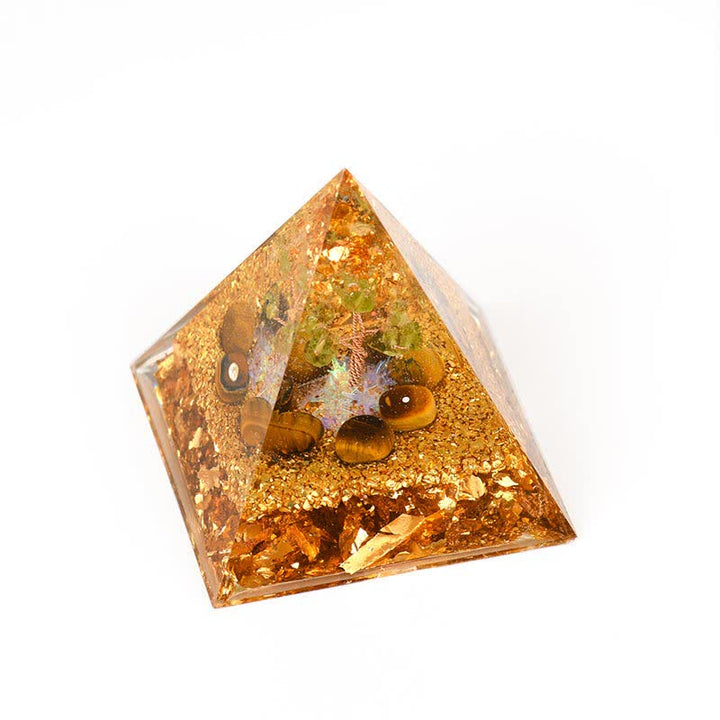 Olivenorma Peridot Tiger Eye Tree of Life Orgone Pyramid - image 12