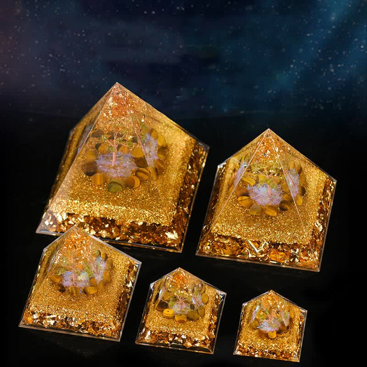 Olivenorma Peridot Tiger Eye Tree of Life Orgone Pyramid - image 9