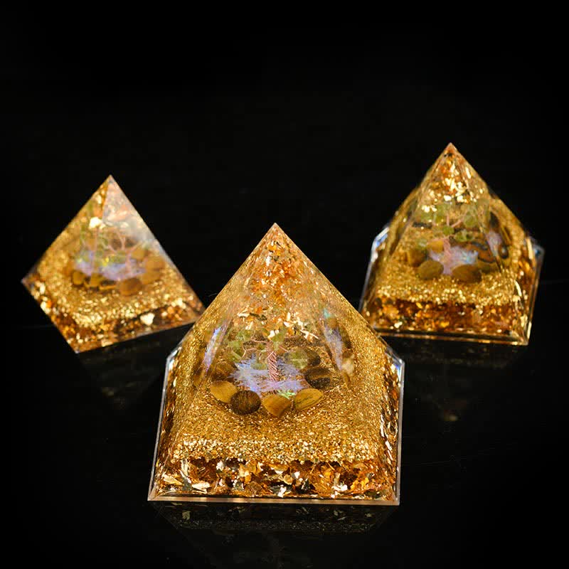 Olivenorma Peridot Tiger Eye Tree of Life Orgone Pyramid - image 10