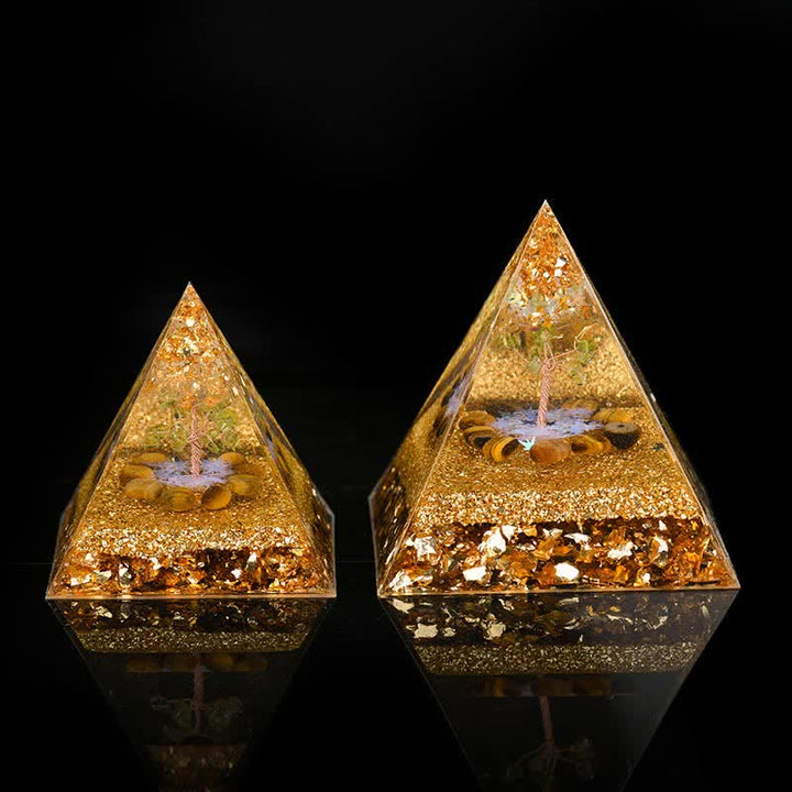 Olivenorma Peridot Tiger Eye Tree of Life Orgone Pyramid - image 11