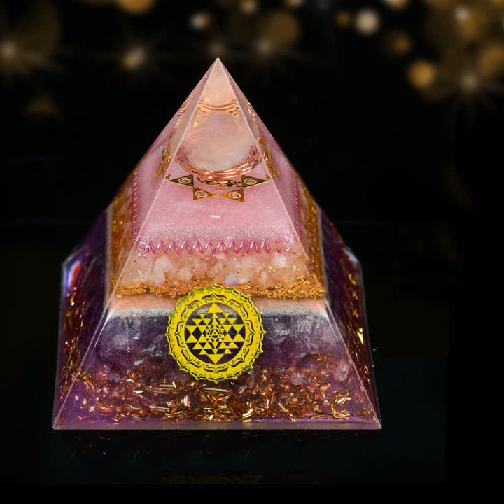 Olivenorma 10cm Good Luck Natural Crystal Ball Orgone Pyramid - Happy in Love - image 7