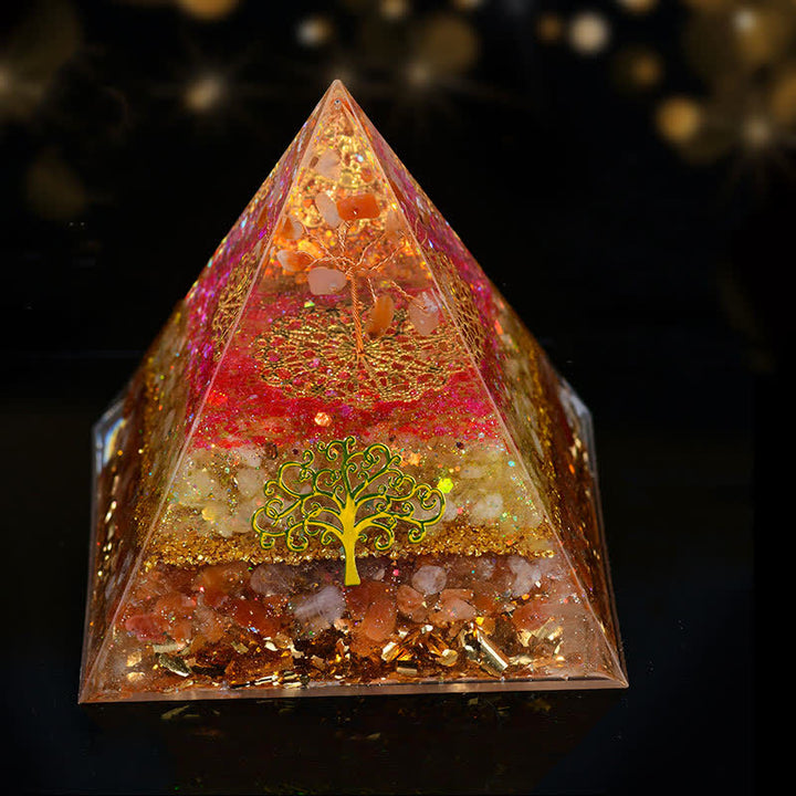Olivenorma 10cm Natural Crystal Tree Of Life Orgone Pyramid - Red Quartz&Citrine&Red Agate - image 10