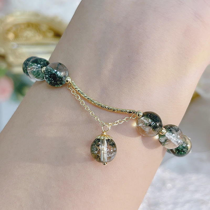 Olivenorma "Heart Space" - Green Ghost Quartz Healing Bracelet - image 1