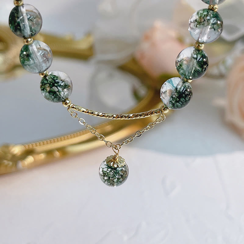 Olivenorma "Heart Space" - Green Ghost Quartz Healing Bracelet - image 2