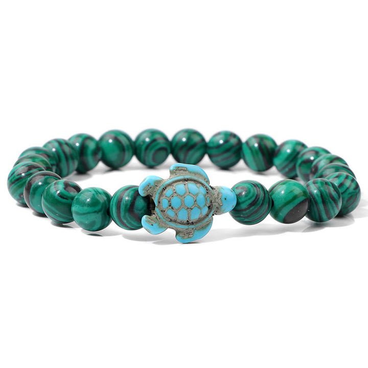 Olivenorma "Sense of Flow" - Natural Stone Turquoise Turtle Simple Bracelet - Malachite - image 18