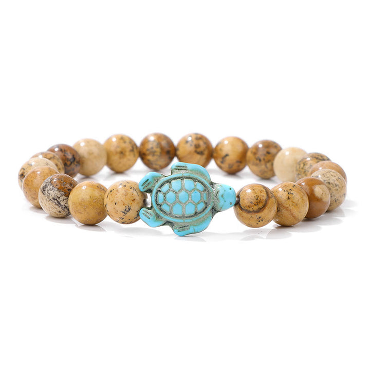 Olivenorma "Sense of Flow" - Natural Stone Turquoise Turtle Simple Bracelet - Picture Jasper - image 27