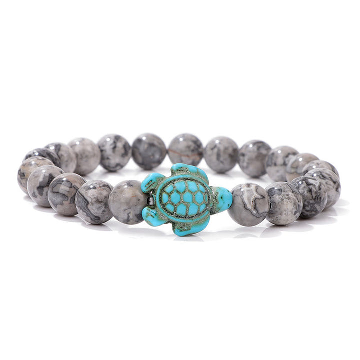 Olivenorma "Sense of Flow" - Natural Stone Turquoise Turtle Simple Bracelet - Map Stone - image 31