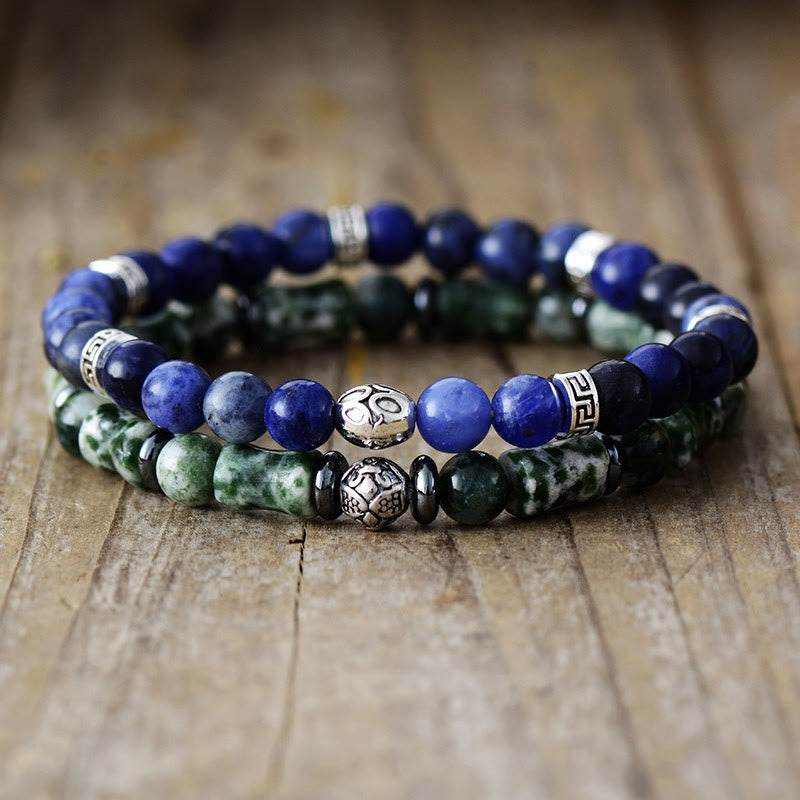Olivenorma "Deepest Dreams" - Natural Blue Aventurine & Moss Agate Bracelet - image 0