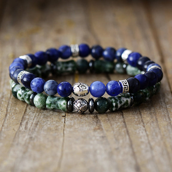 Olivenorma "Deepest Dreams" - Natural Blue Aventurine & Moss Agate Bracelet - image 0