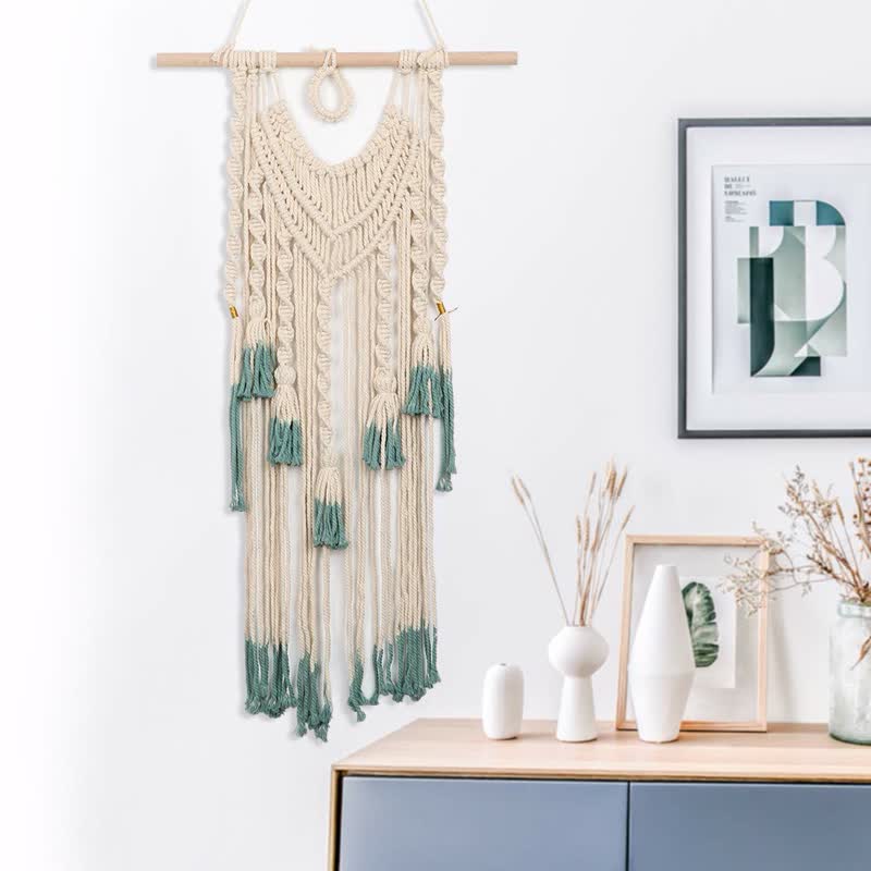 Olivenorma Macrame Green Beige Woven Tapestry Wall Hanging Decor - image 4