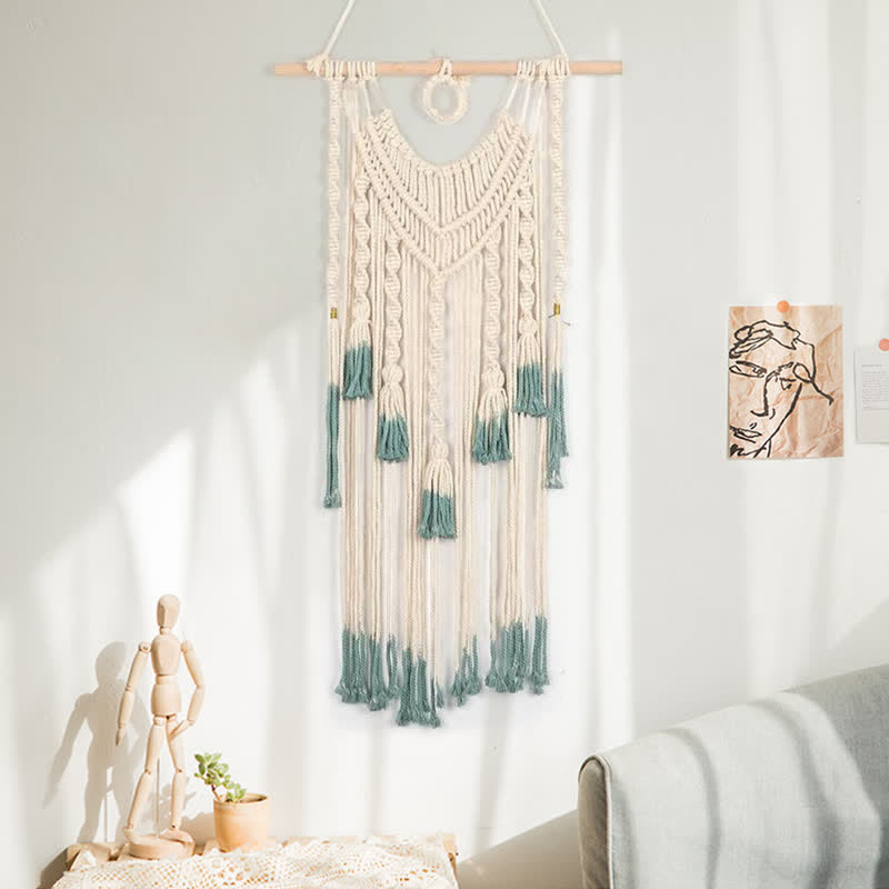 Olivenorma Macrame Green Beige Woven Tapestry Wall Hanging Decor - image 3