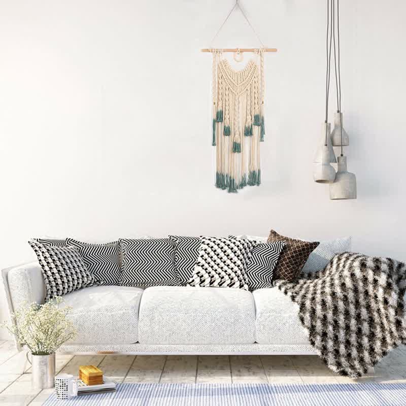 Olivenorma Macrame Green Beige Woven Tapestry Wall Hanging Decor - image 8