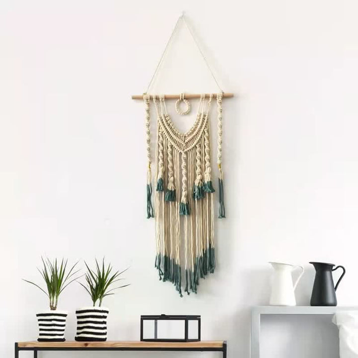 Olivenorma Macrame Green Beige Woven Tapestry Wall Hanging Decor - image 14