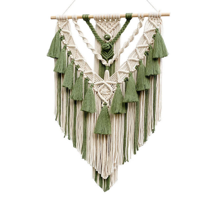 Olivenorma Khaki Green Handmade Weave Tassel Tapestry Wall Decor - Green - 55*75cm - image 6