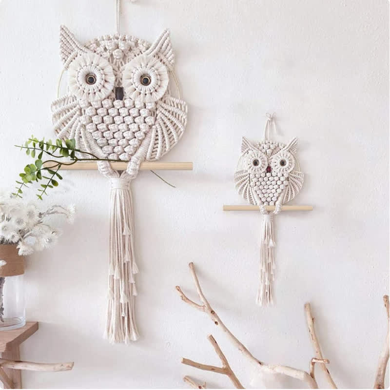 Olivenorma Weave Owl Tassel Wall Decor - Large:30*90cm - White Circle (not easy to oxidize) - image 0
