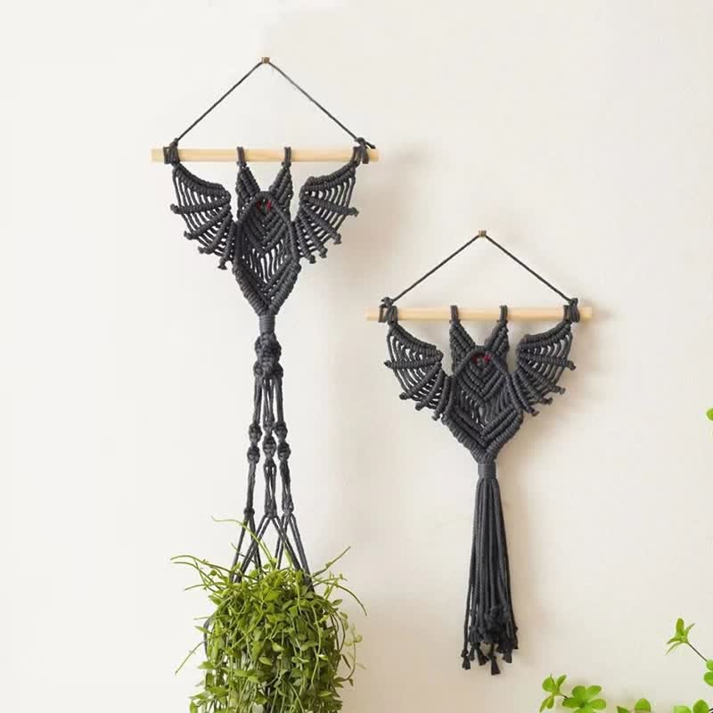 Olivenorma Halloween Weave Macrame Gothic Bat Wall Decor - image 0