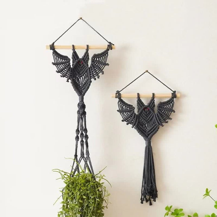 Olivenorma Halloween Weave Macrame Gothic Bat Wall Decor - image 0