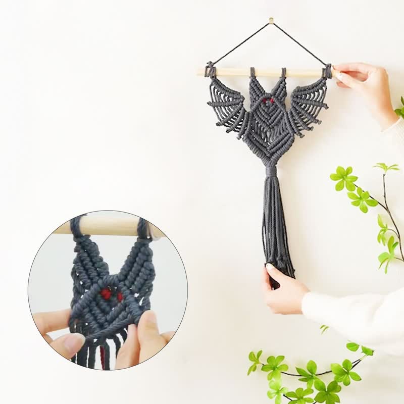 Olivenorma Halloween Weave Macrame Gothic Bat Wall Decor - image 6