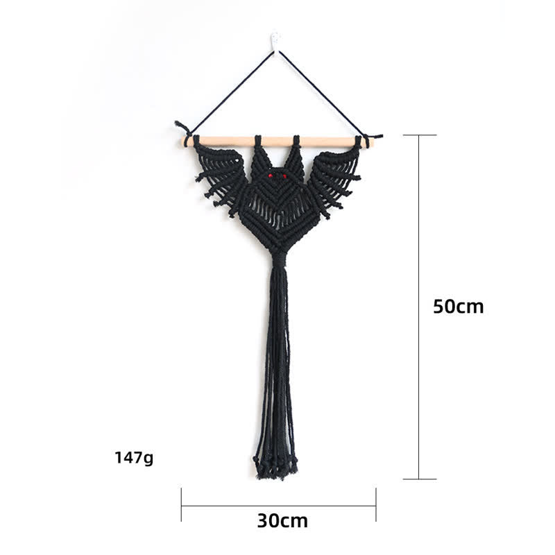 Olivenorma Halloween Weave Macrame Gothic Bat Wall Decor - Black - Small: 30*50cm - image 3