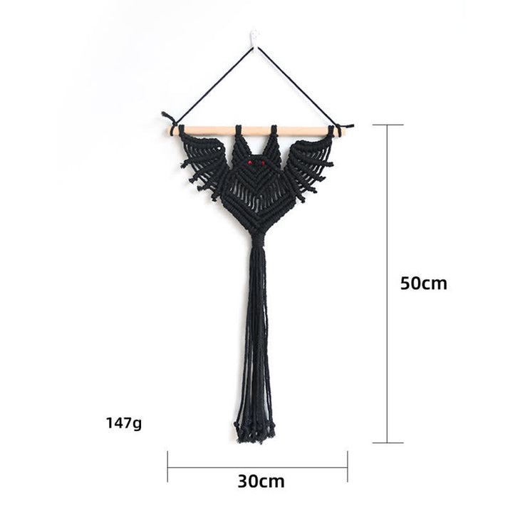 Olivenorma Halloween Weave Macrame Gothic Bat Wall Decor - Black - Small: 30*50cm - image 3