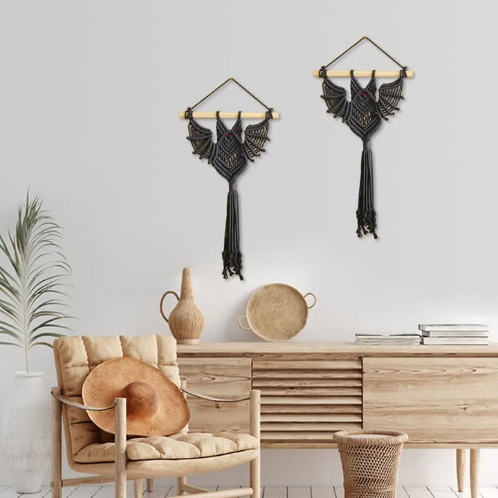Olivenorma Halloween Weave Macrame Gothic Bat Wall Decor - image 8