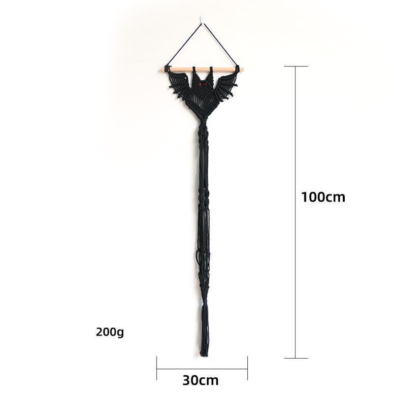 Olivenorma Halloween Weave Macrame Gothic Bat Wall Decor - Black - Large: 30*100cm - image 4