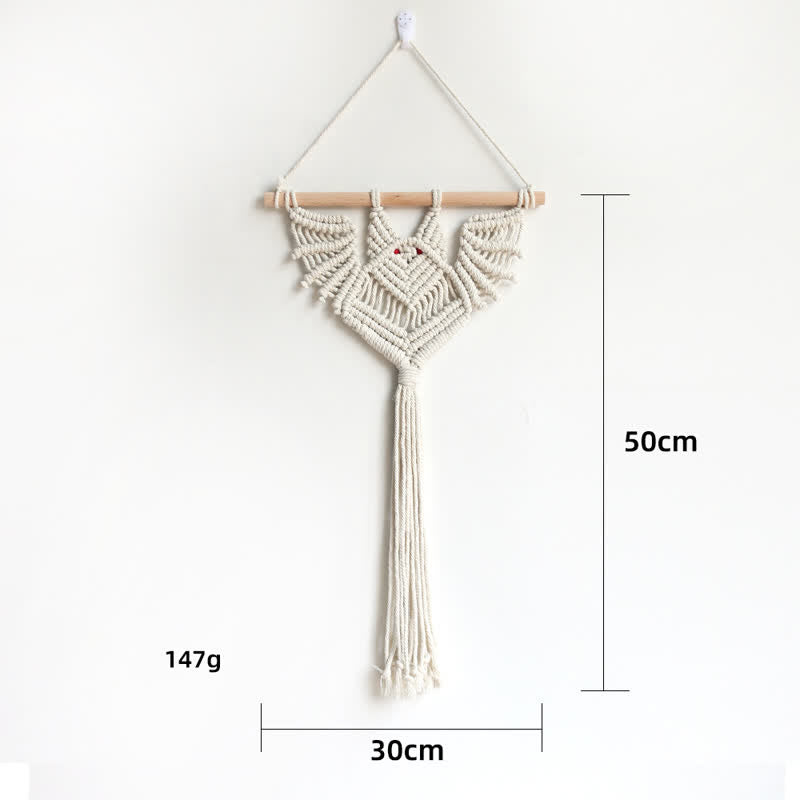 Olivenorma Halloween Weave Macrame Gothic Bat Wall Decor - Beige - Small: 30*50cm - image 1