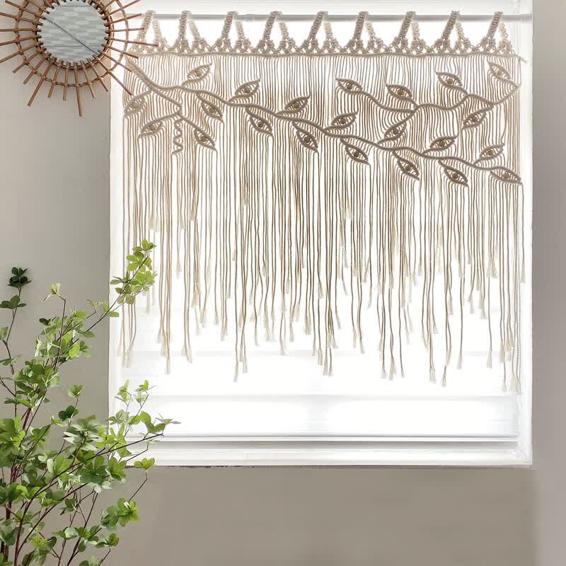 Olivenorma Leaf Shape Macrame Woven Tapestry Wall Hanging Decor - Beige - 110*80cm - image 0