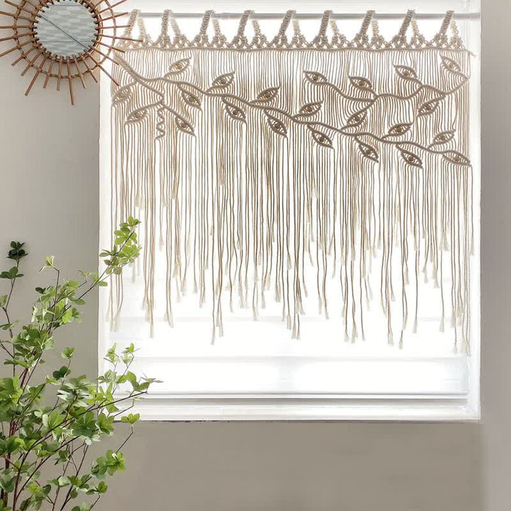 Olivenorma Leaf Shape Macrame Woven Tapestry Wall Hanging Decor - Beige - 110*80cm - image 0